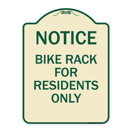 Signmission Bike Rack for Residents Heavy-Gauge Aluminum Architectural Sign, 24" x 18", TG-1824-23530 A-DES-TG-1824-23530